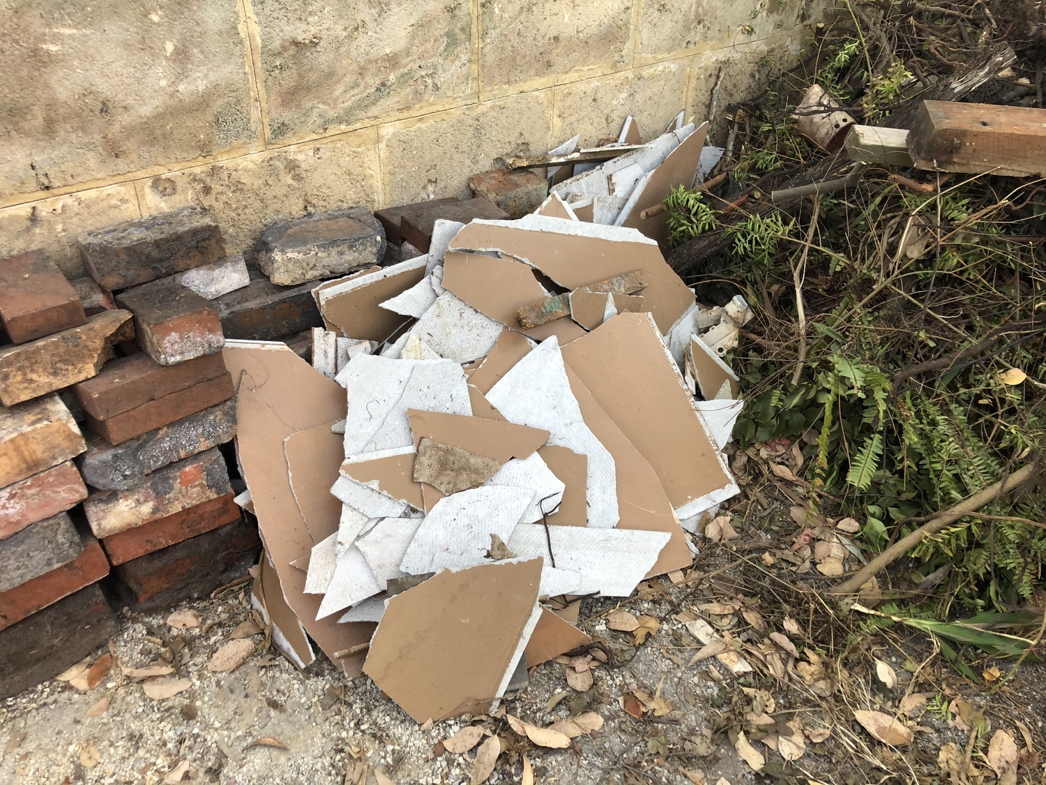 pile of asbestos materials removed from building